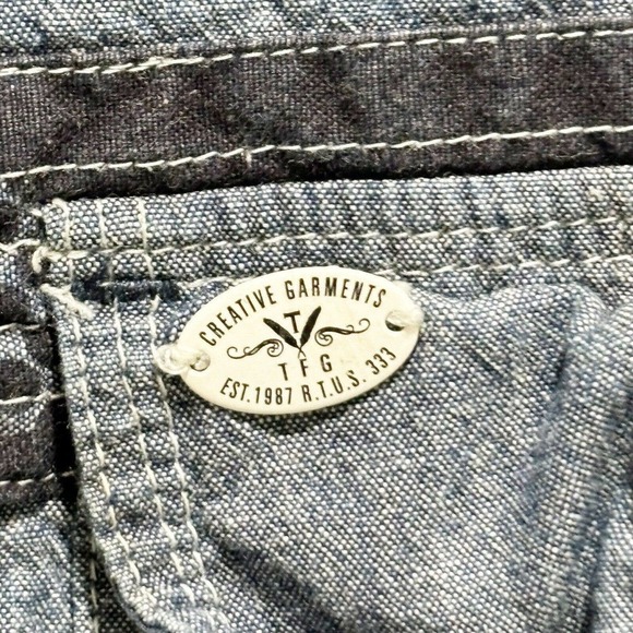 TRIPLE FAT GOOSE Men’s Blue Denim Chambray Embroidered Long Sleeve Shirt Sz 3XL - Picture 5 of 12